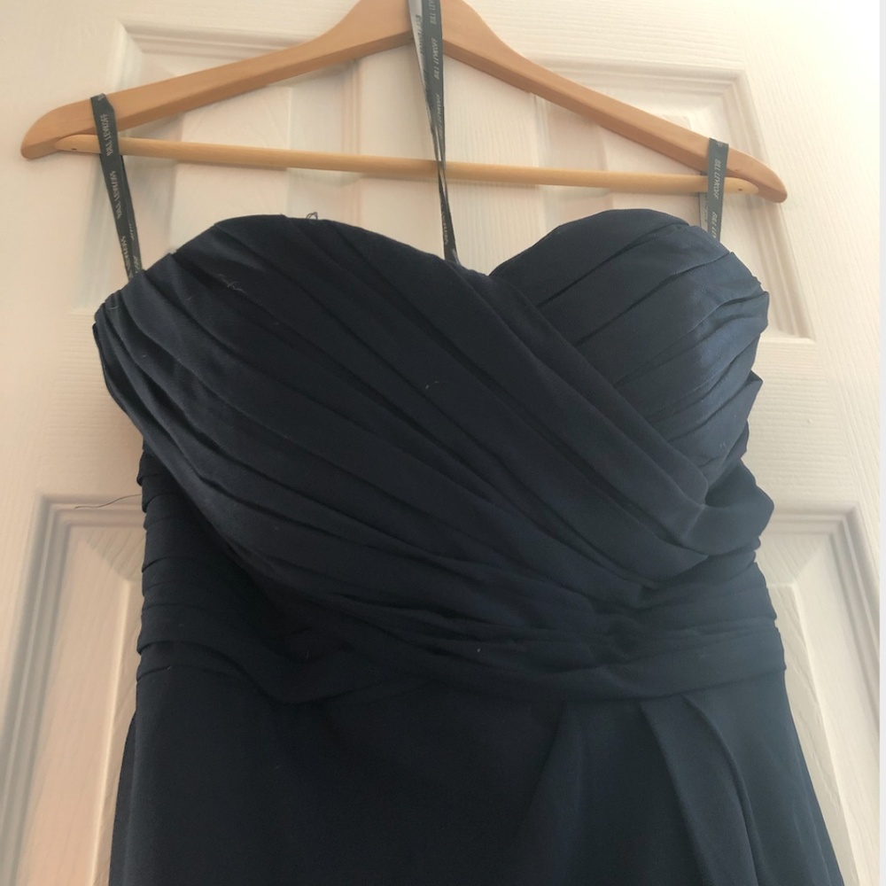 bill levkoff navy chiffon bridesmaid style 778